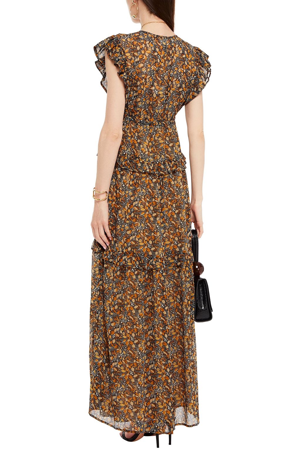 Samanta ruffled printed georgette maxi dress