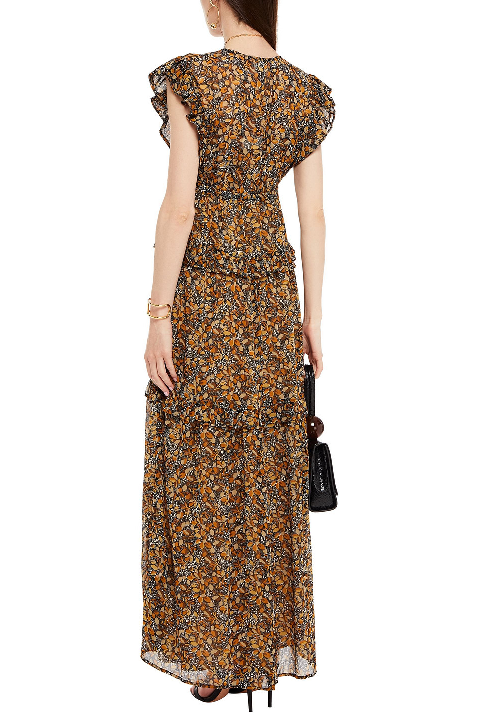  Ba&sh - Samanta Maxikleid Aus Georgette Mit Print Und Rüschen - Grau - 0 
