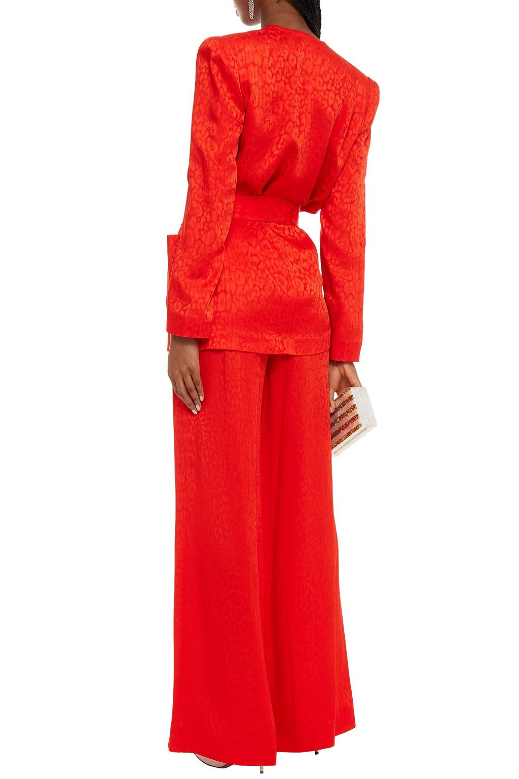 DUNDAS Leopard-print satin-jacquard blazer