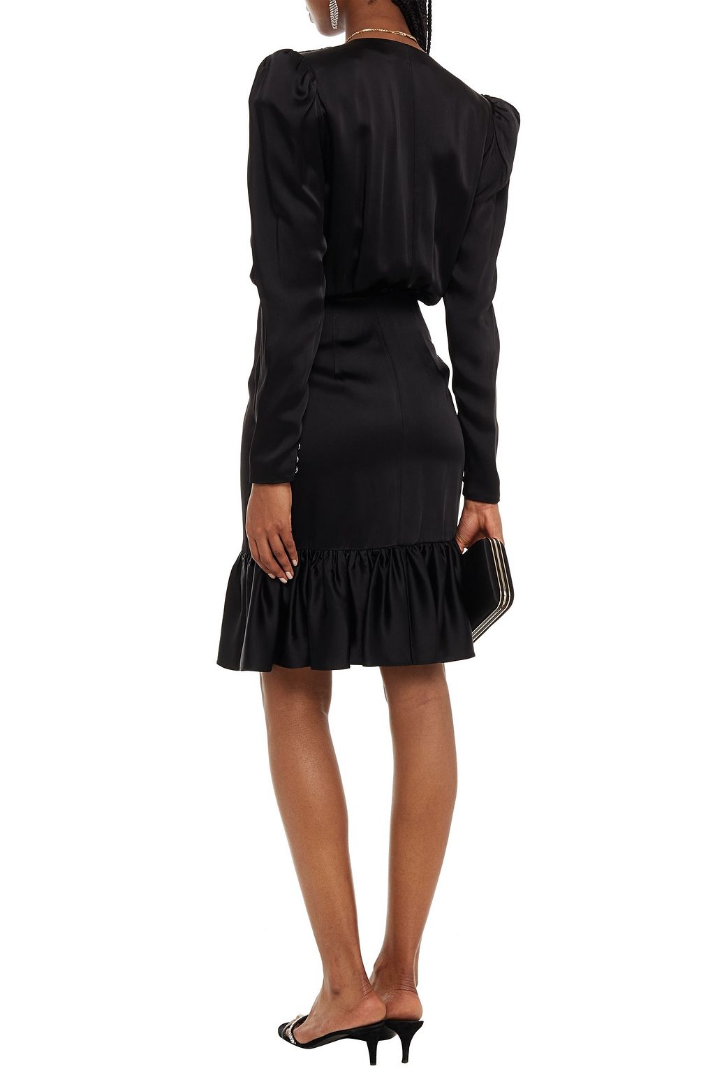 DUNDAS Ruffled satin dress