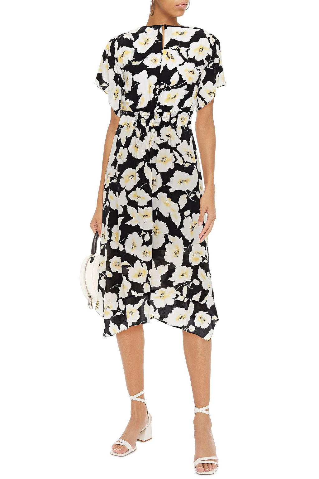 BA&SH Fairy shirred floral-print crepe midi dress