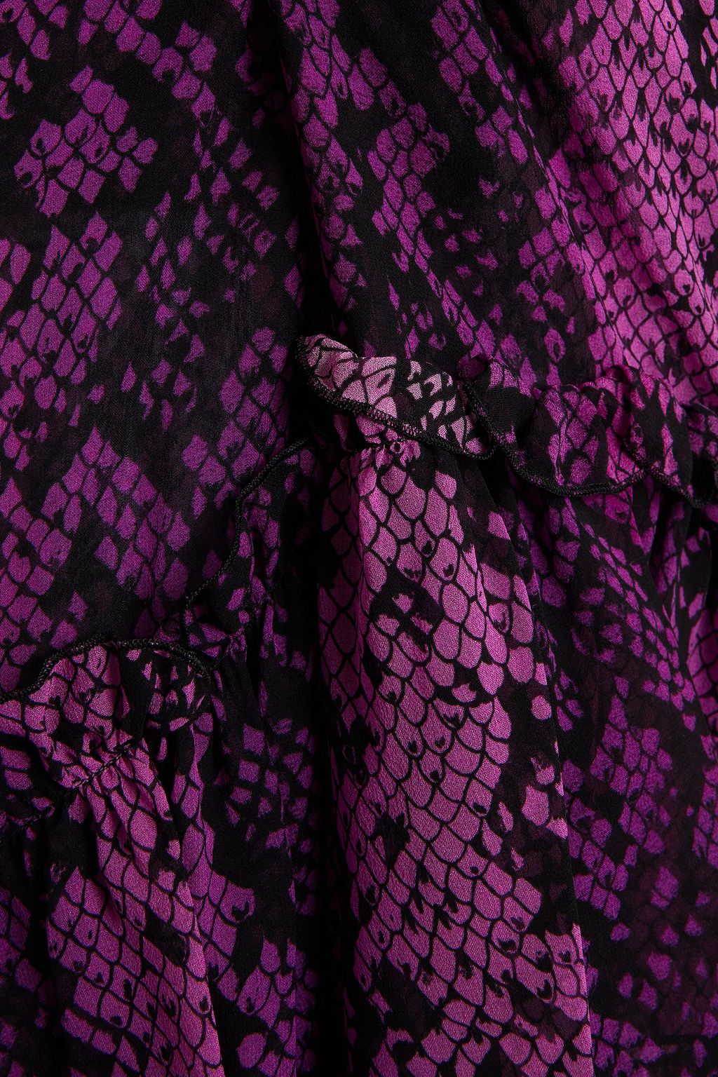 DUNDAS Ruffled snake-print silk-chiffon maxi skirt