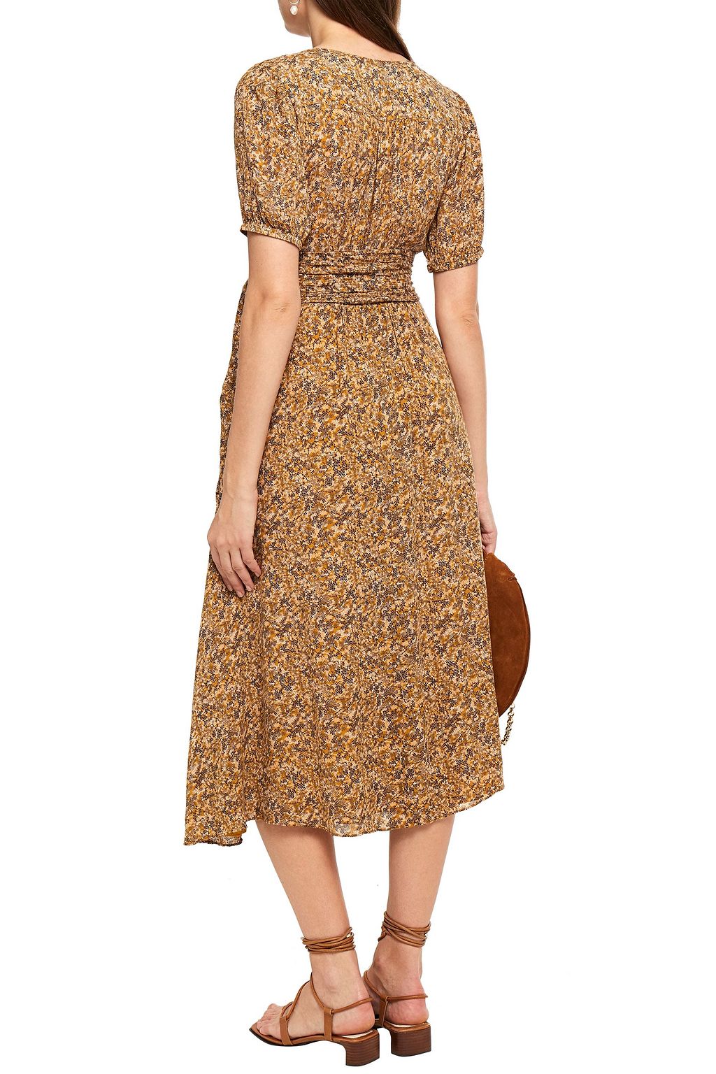BA&SH Noemi printed crepon midi wrap dress