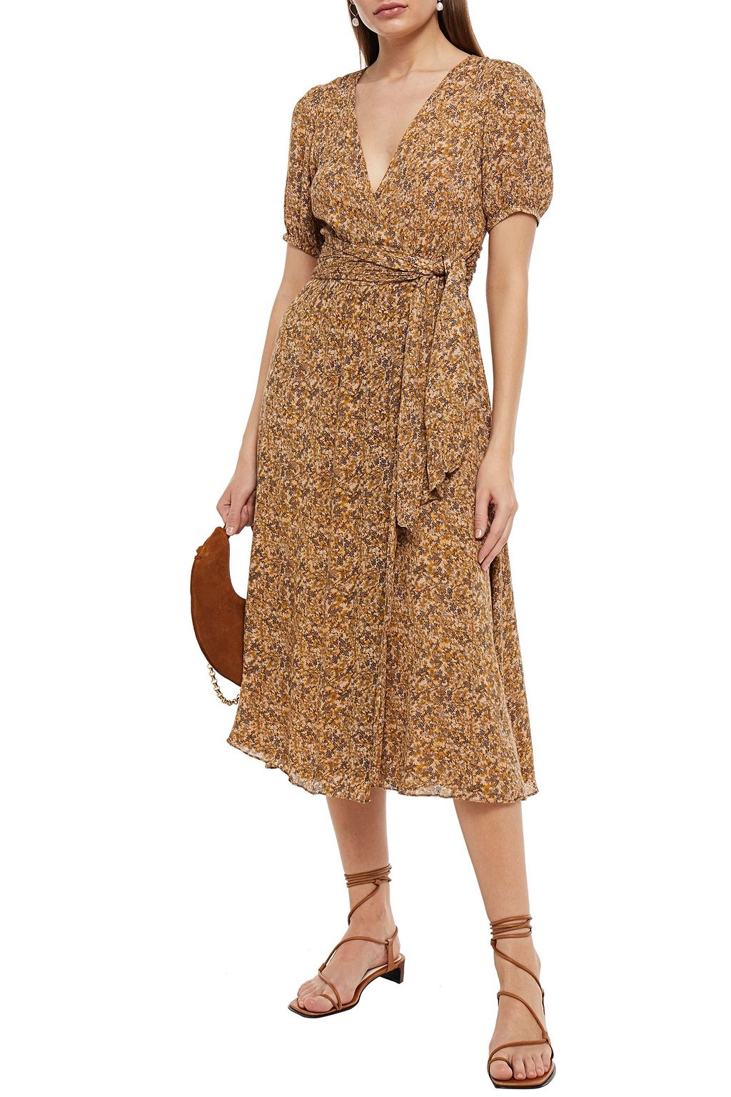 BA&SH Noemi printed crepon midi wrap dress