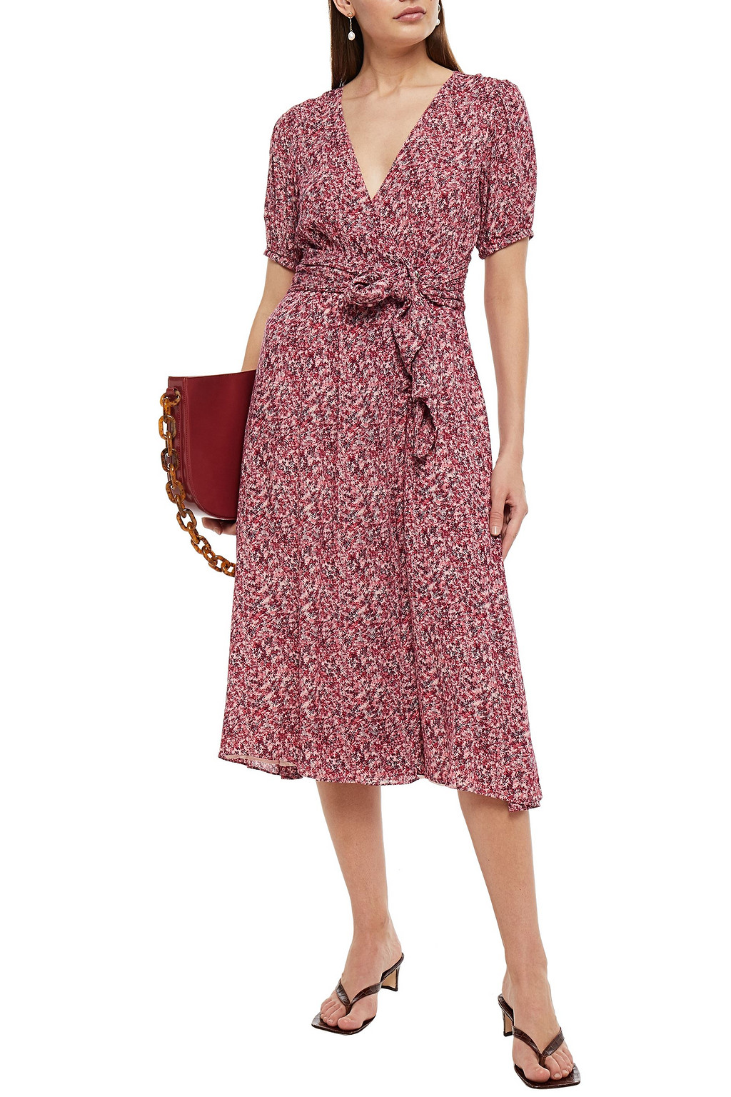 BA&SH Noemi printed crepon midi wrap dress