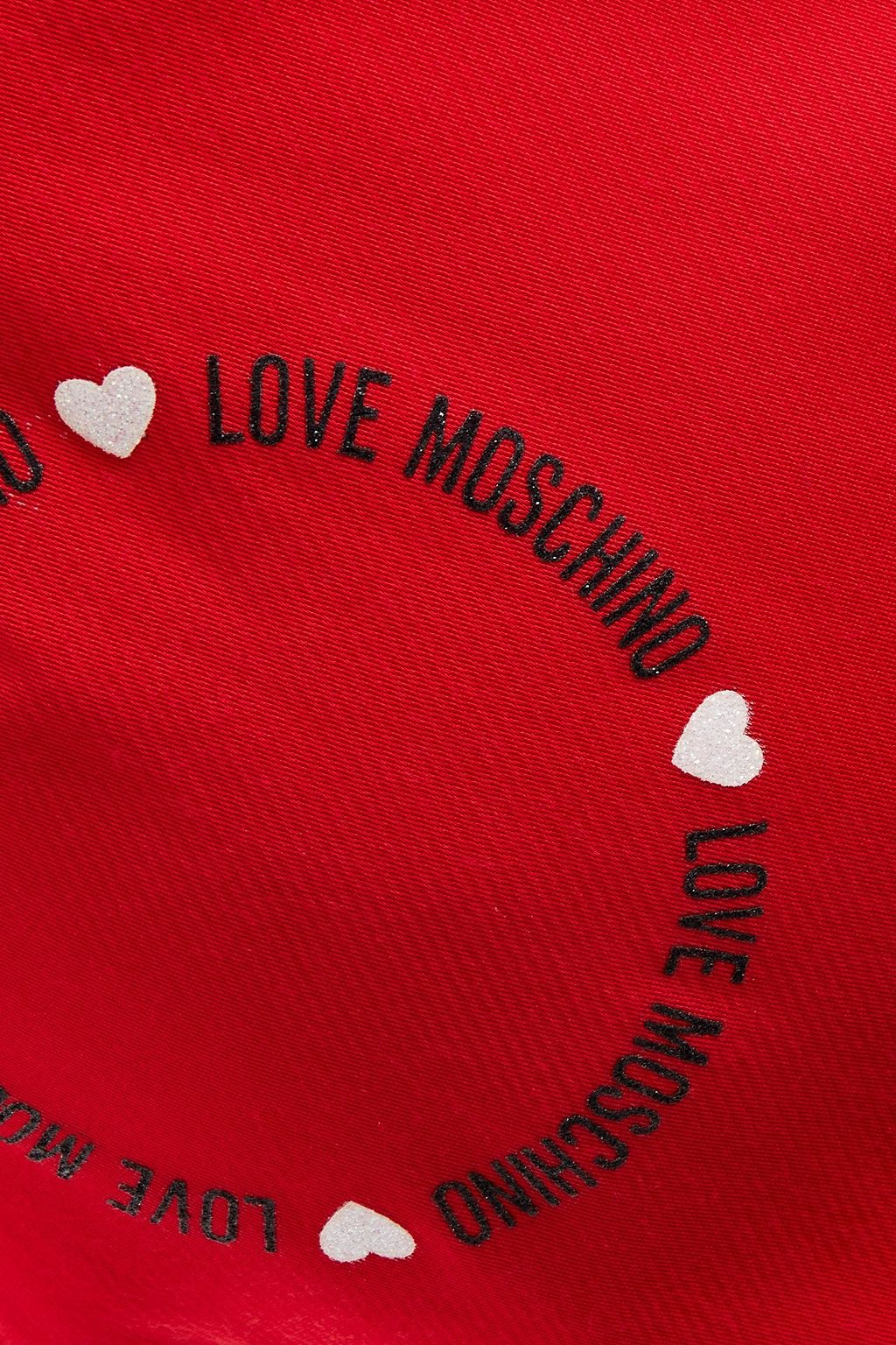 LOVE MOSCHINO Glittered printed stretch-twill straight-leg pants