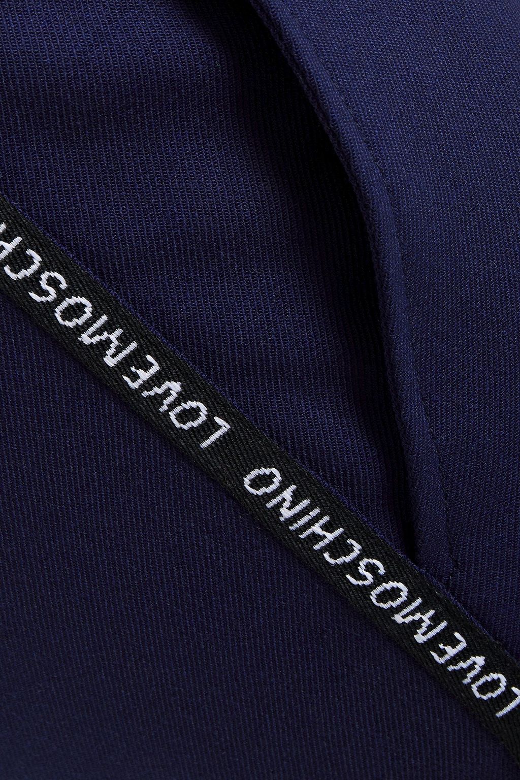 LOVE MOSCHINO Cropped monogram-trimmed twill slim-leg pants