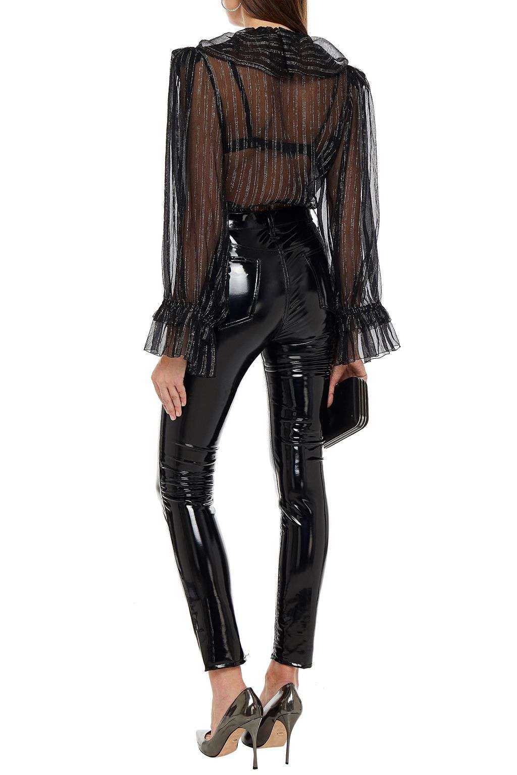 DUNDAS Ruffled metallic silk and Lurex-blend georgette blouse