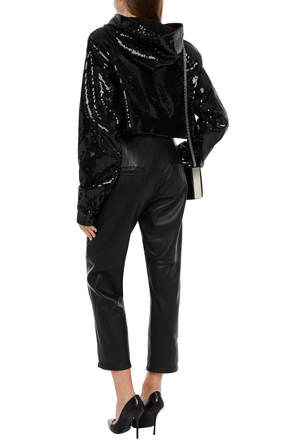 DUNDAS Embellished sequined French cotton-terry sweatshirt