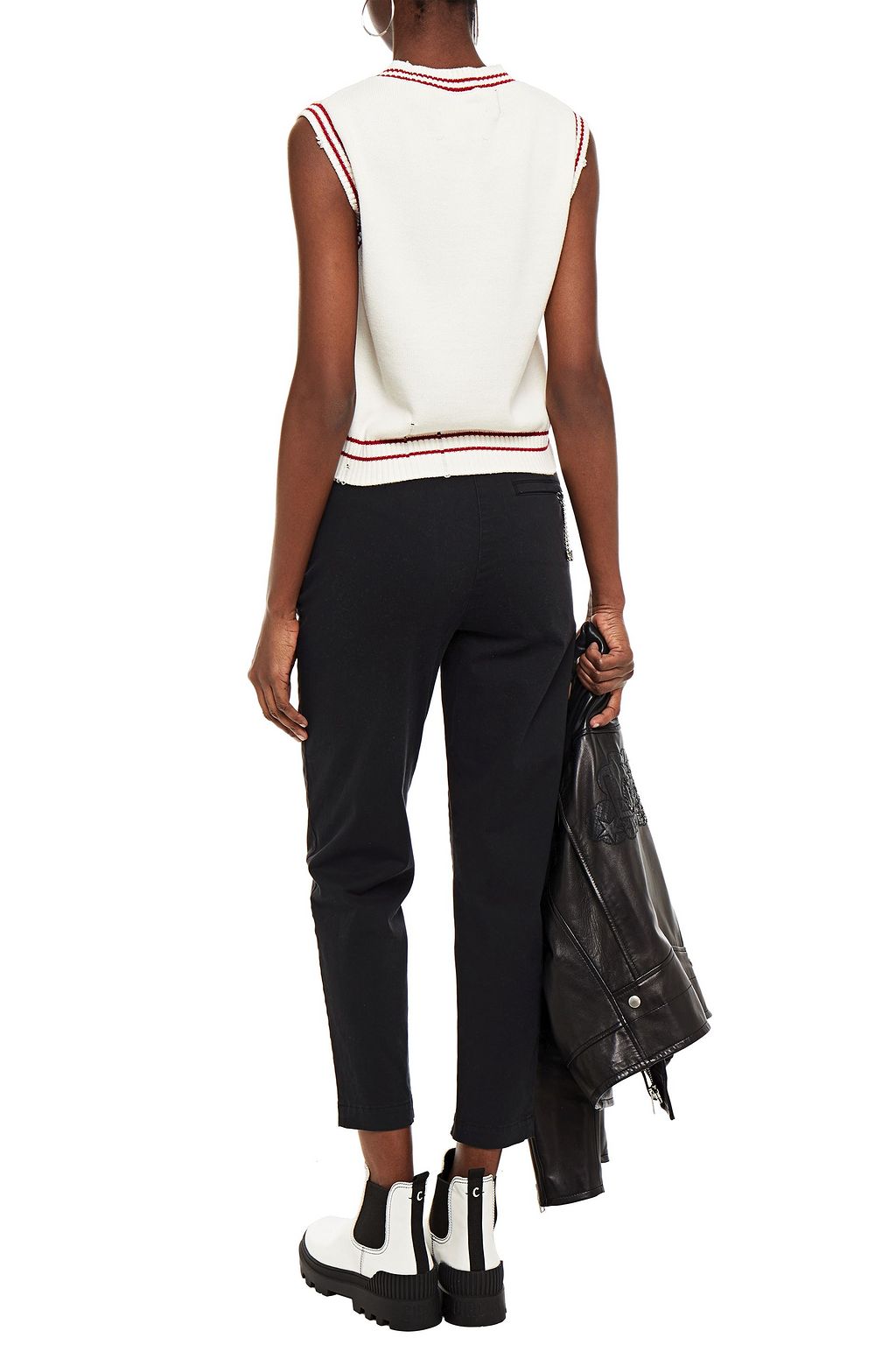 LOVE MOSCHINO Cropped stretch-cotton twill tapered pants