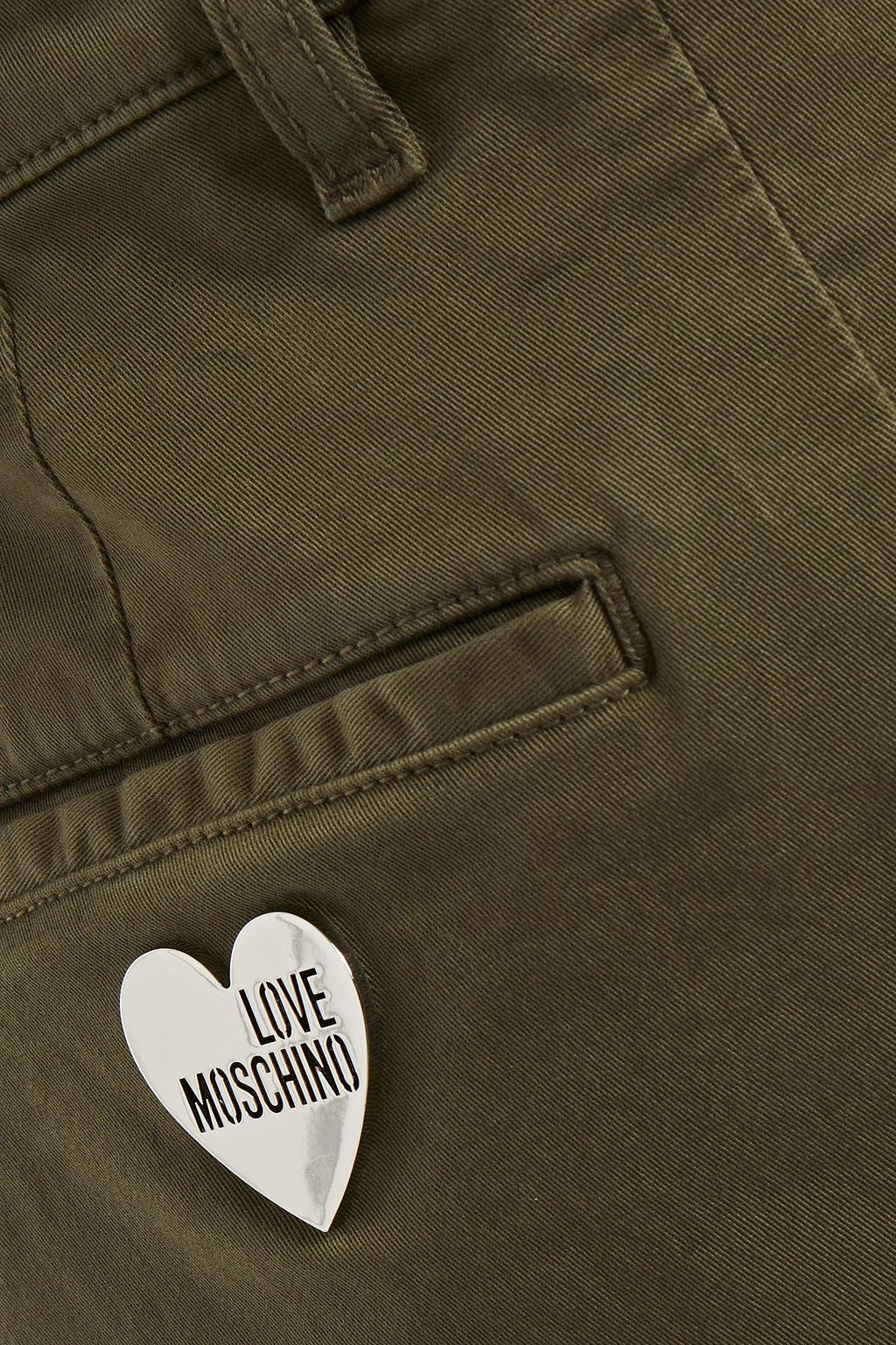 LOVE MOSCHINO Cropped stretch-cotton twill straight-leg pants