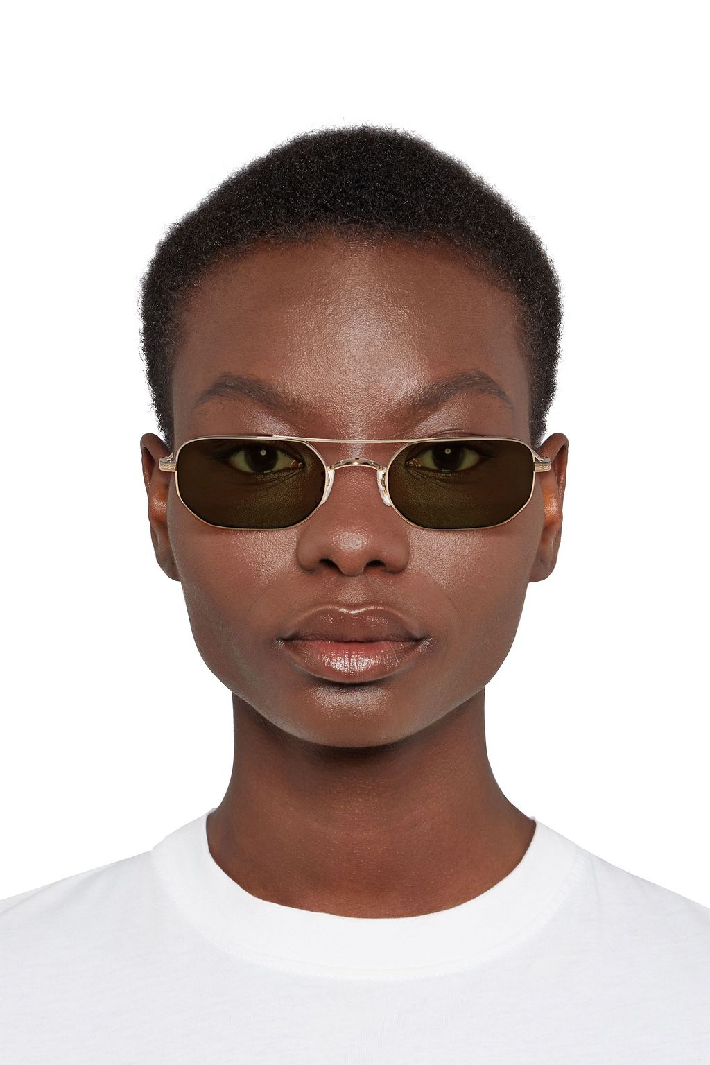 OLIVER PEOPLES Rectangle-frame gold-tone sunglasses