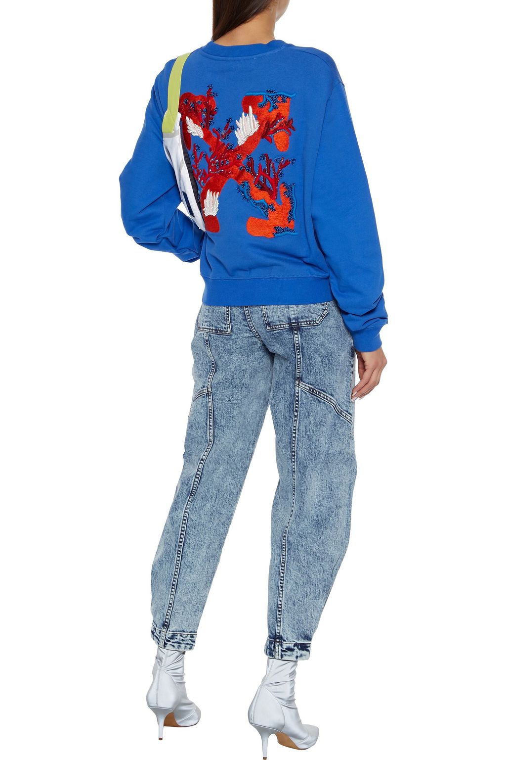 OFF-WHITE™ Cropped embellished printed French cotton-terry sweatshirt
