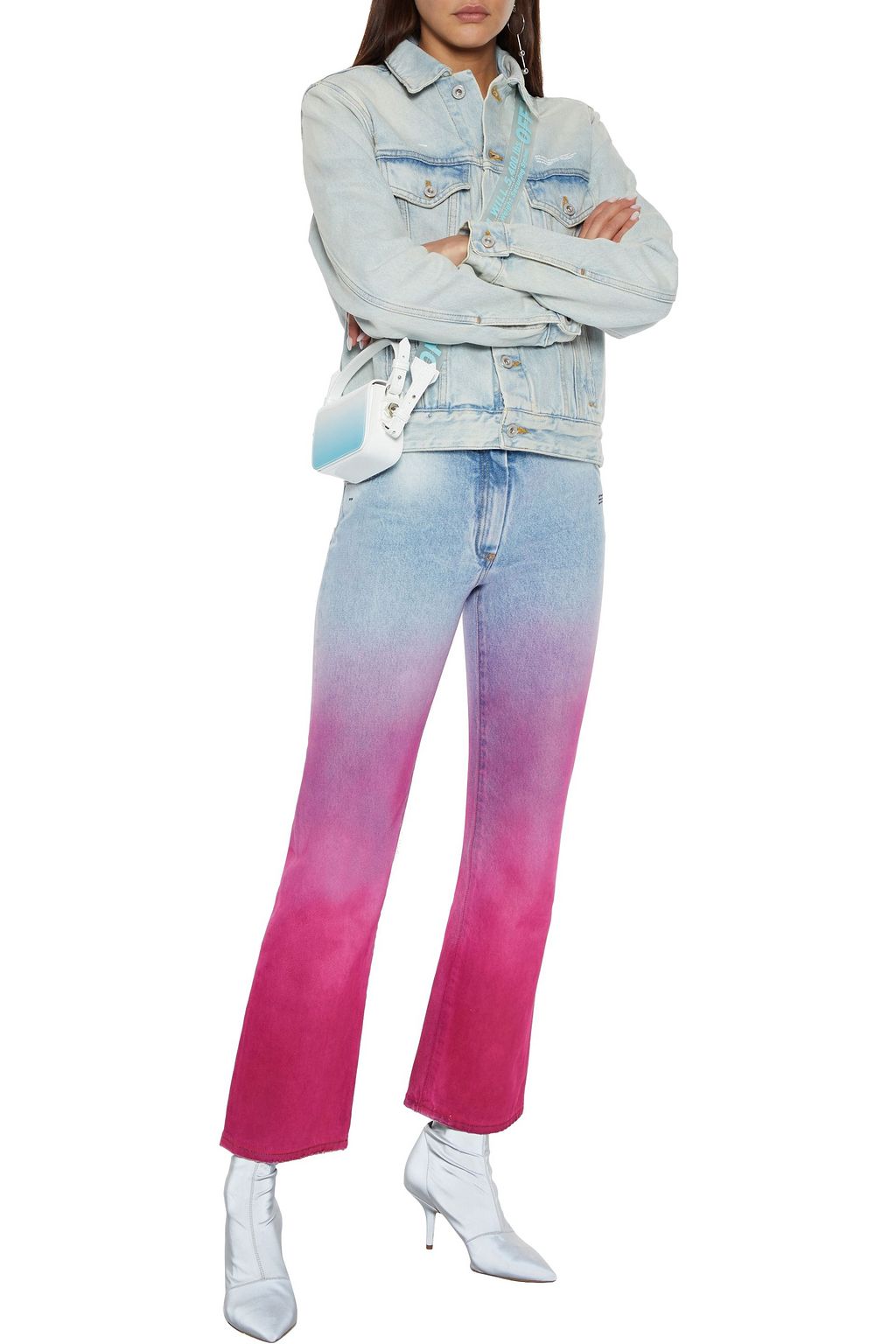 OFF-WHITE™ Printed dégradé high-rise straight-leg jeans