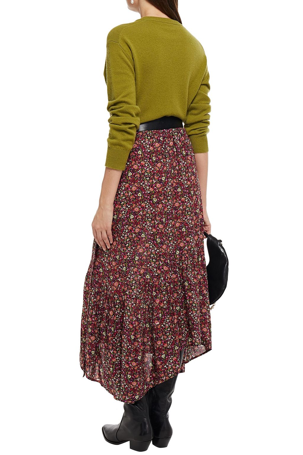 BA&SH Sena gathered floral-print crepe midi wrap skirt