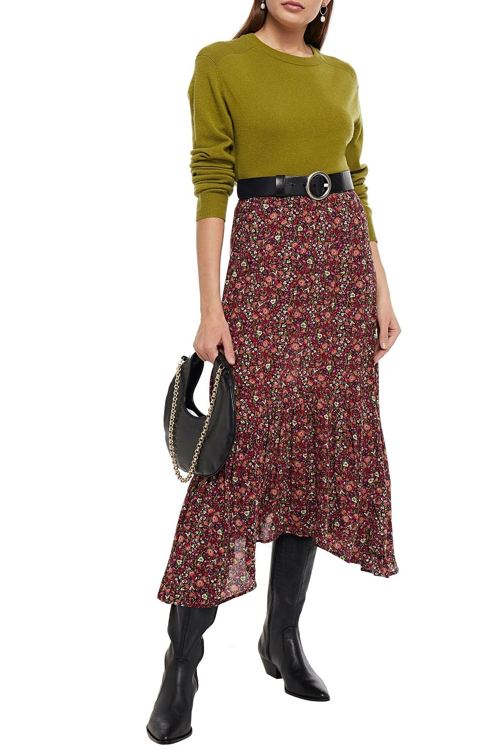 BA&SH Sena gathered floral-print crepe midi wrap skirt