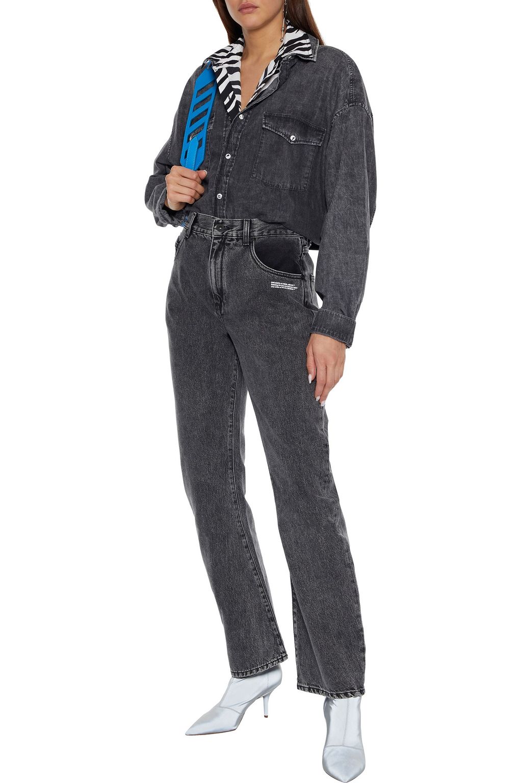 OFF-WHITE™ Printed high-rise straight-leg jeans