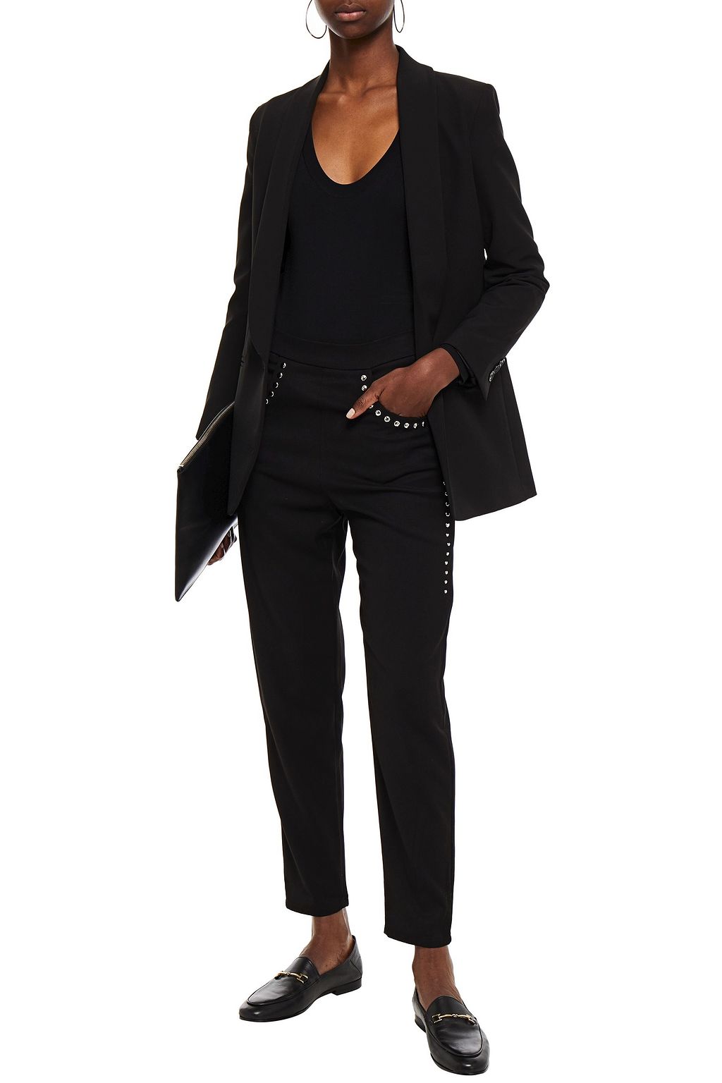 LOVE MOSCHINO Studded twill slim-leg pants