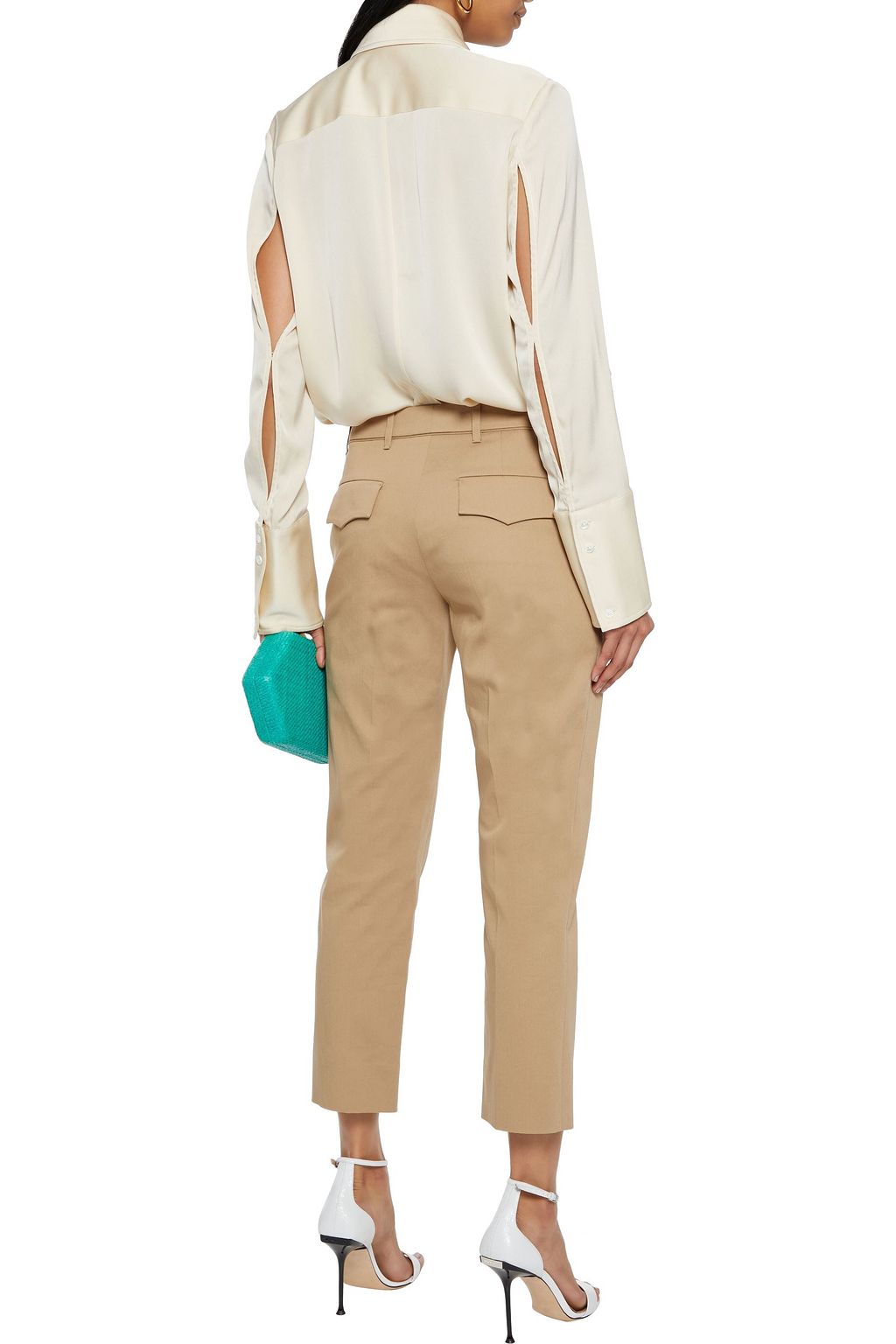 VALENTINO GARAVANI Cropped cotton-blend twill slim-leg pants