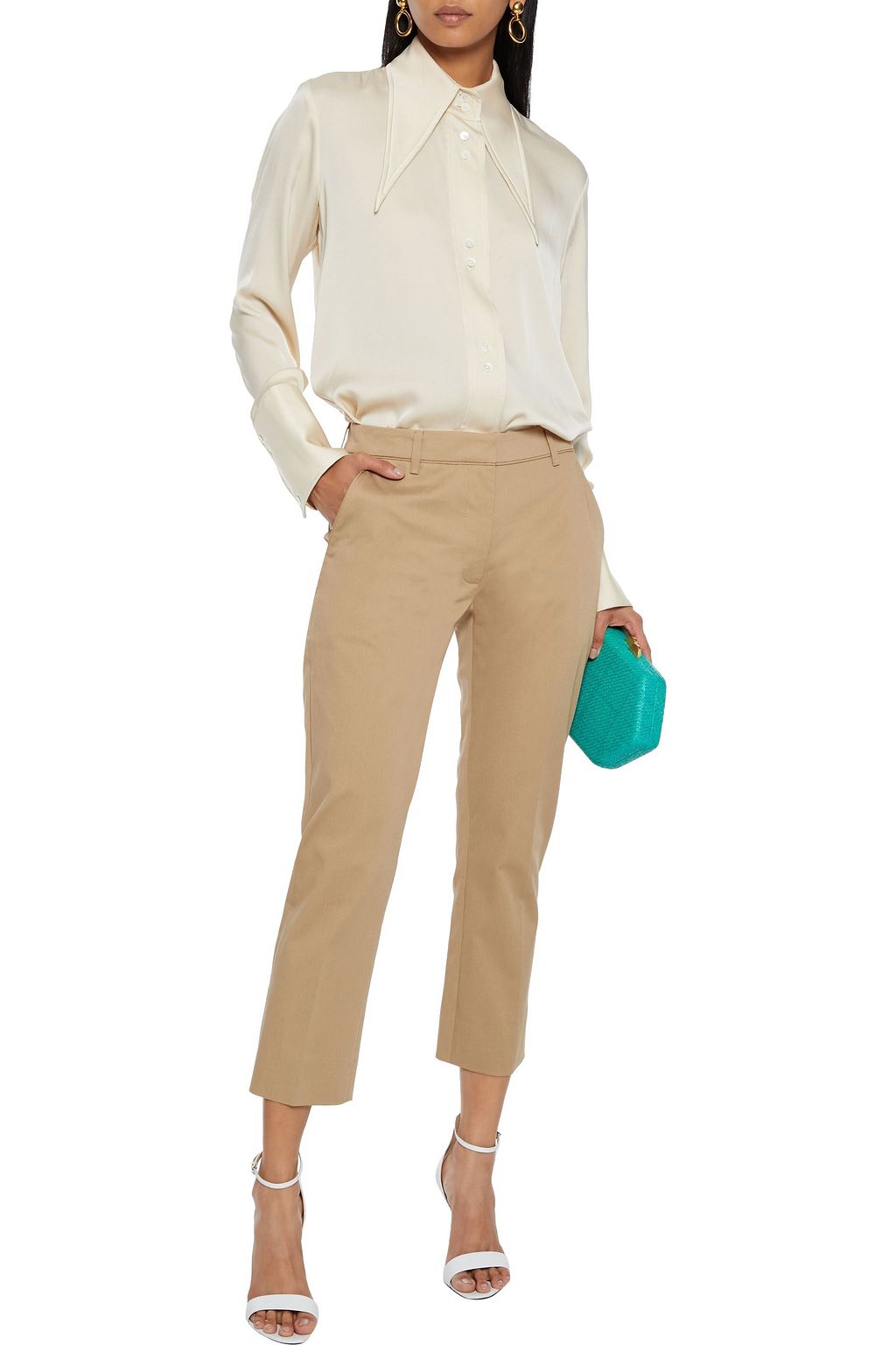 VALENTINO GARAVANI Cropped cotton-blend twill slim-leg pants