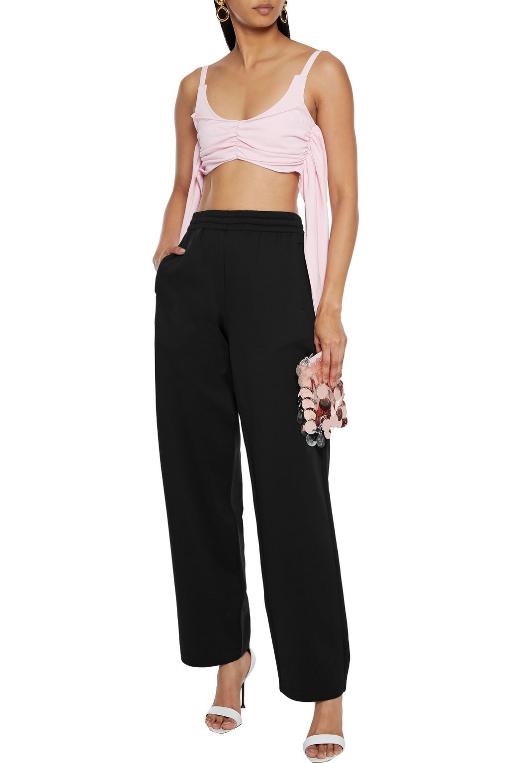 VALENTINO GARAVANI Studded stretch-ponte track pants
