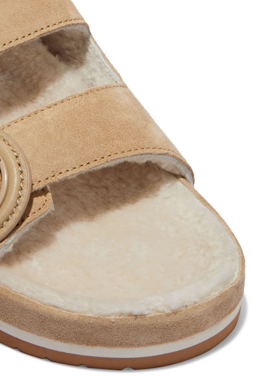 VINCE. Glyn 2 shearling-lined buckled  suede sandals