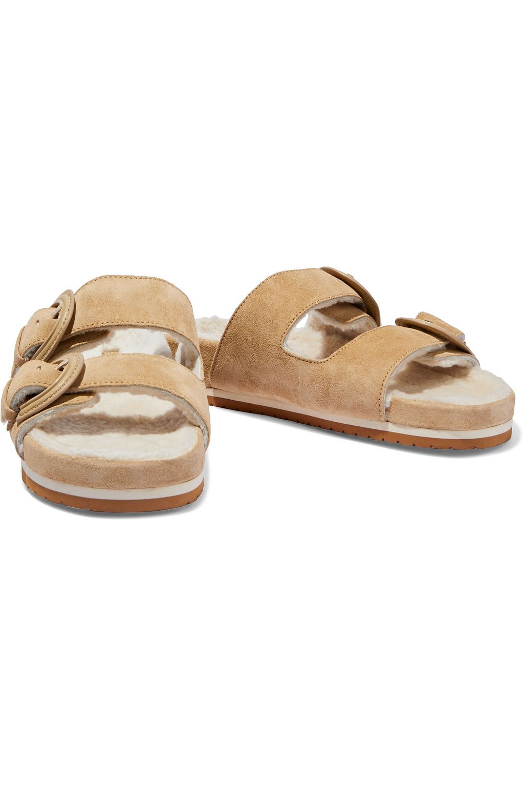 VINCE. Glyn 2 shearling-lined buckled  suede sandals