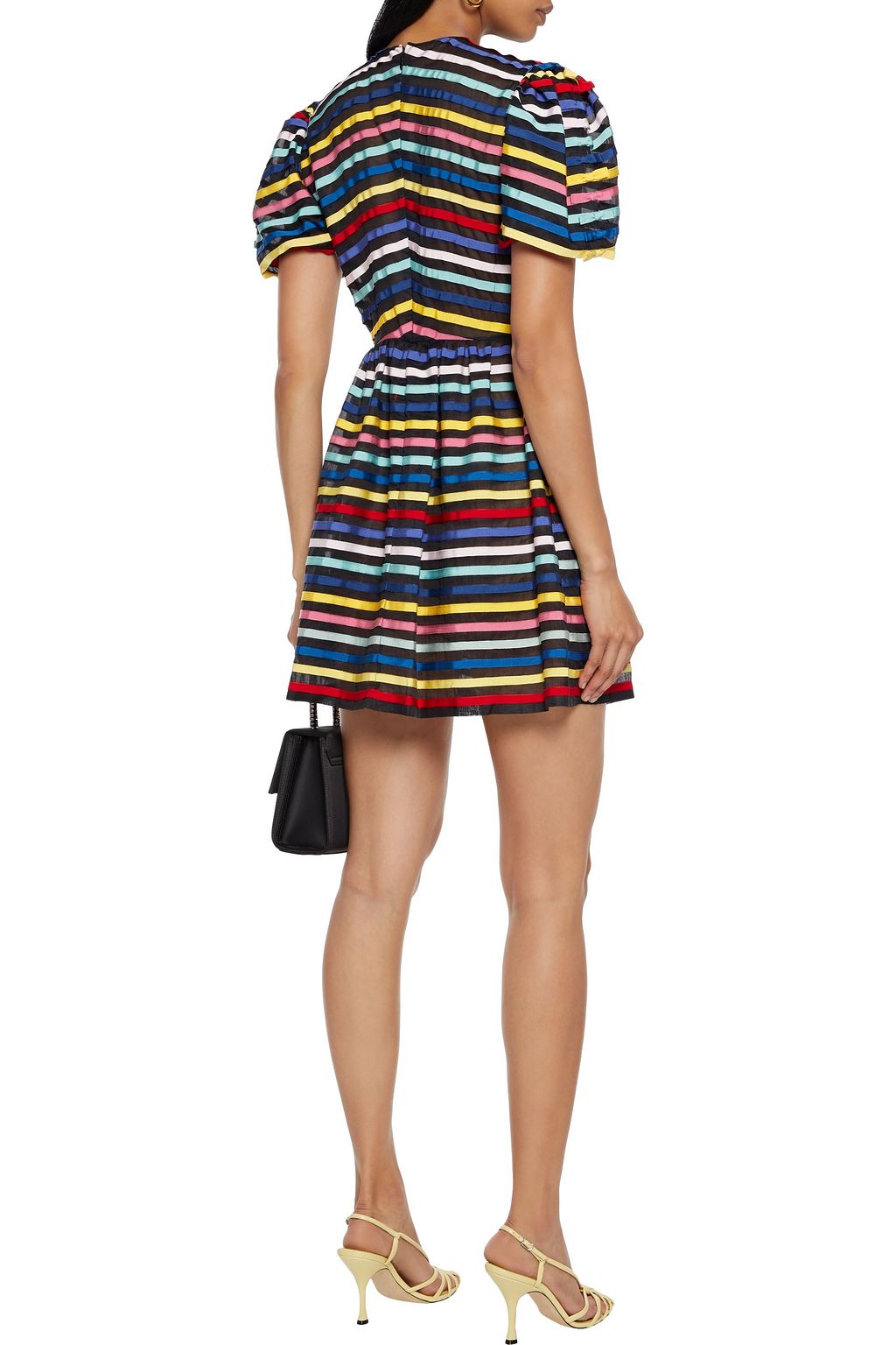 VALENTINO GARAVANI Bow-embellished grosgrain-trimmed cotton-voile mini dress
