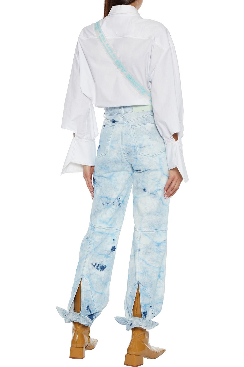 OFF-WHITE™ Tie-detailed bleached high-rise straight-leg jeans