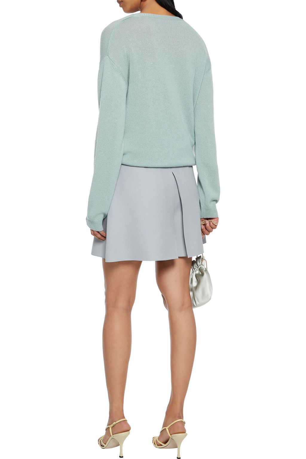 VALENTINO GARAVANI Skirt-effect pleated wool and silk-blend crepe shorts