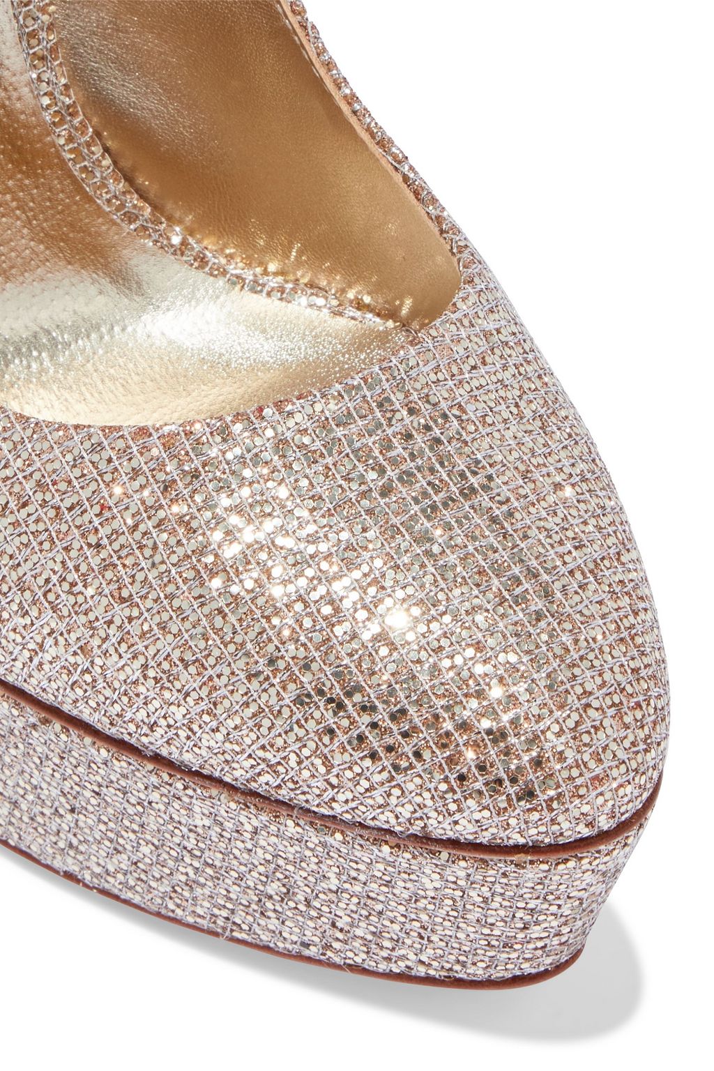 CASADEI Flora Fata glittered lamé platform pumps