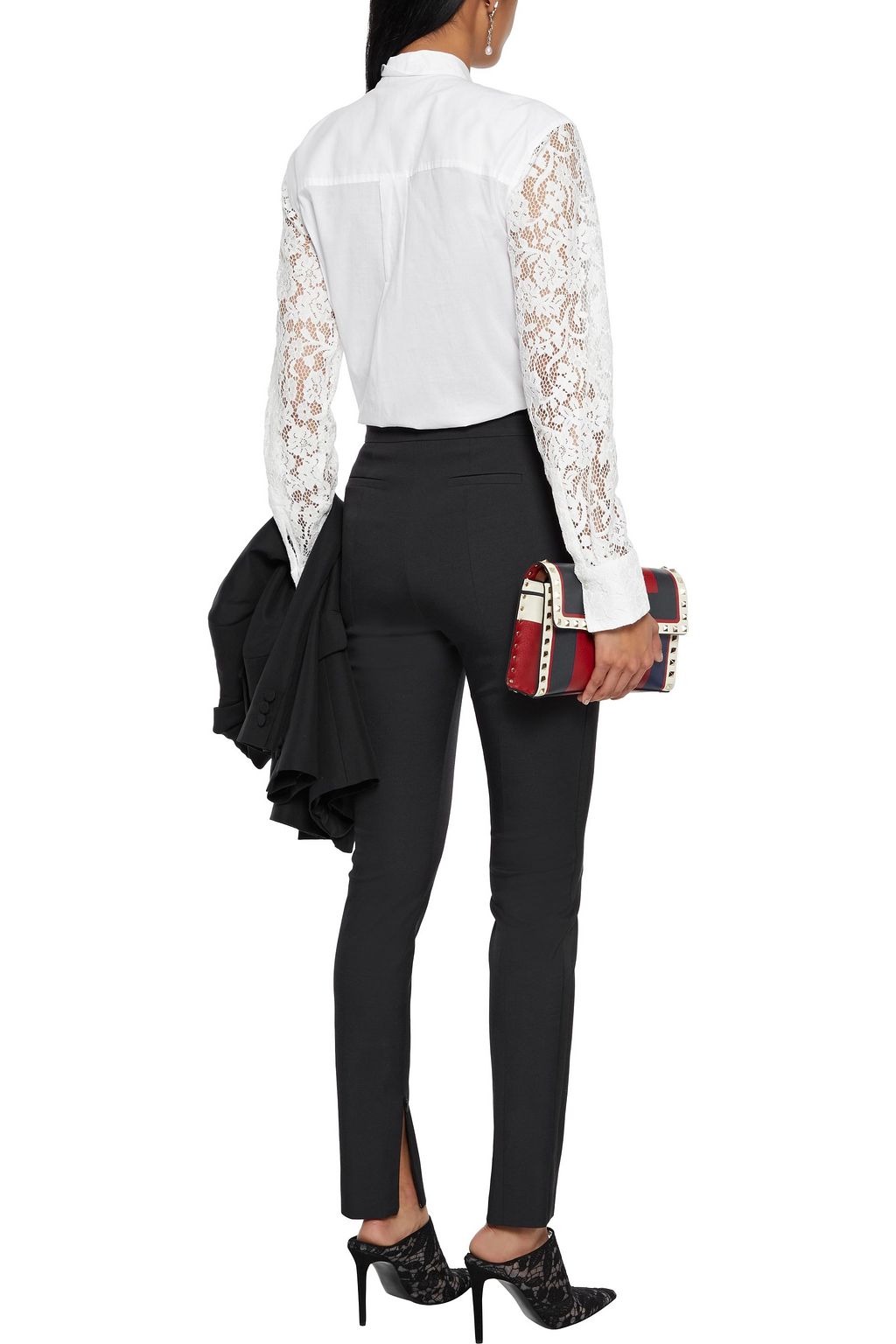 VALENTINO GARAVANI Satin-trimmed wool-blend twill skinny pants