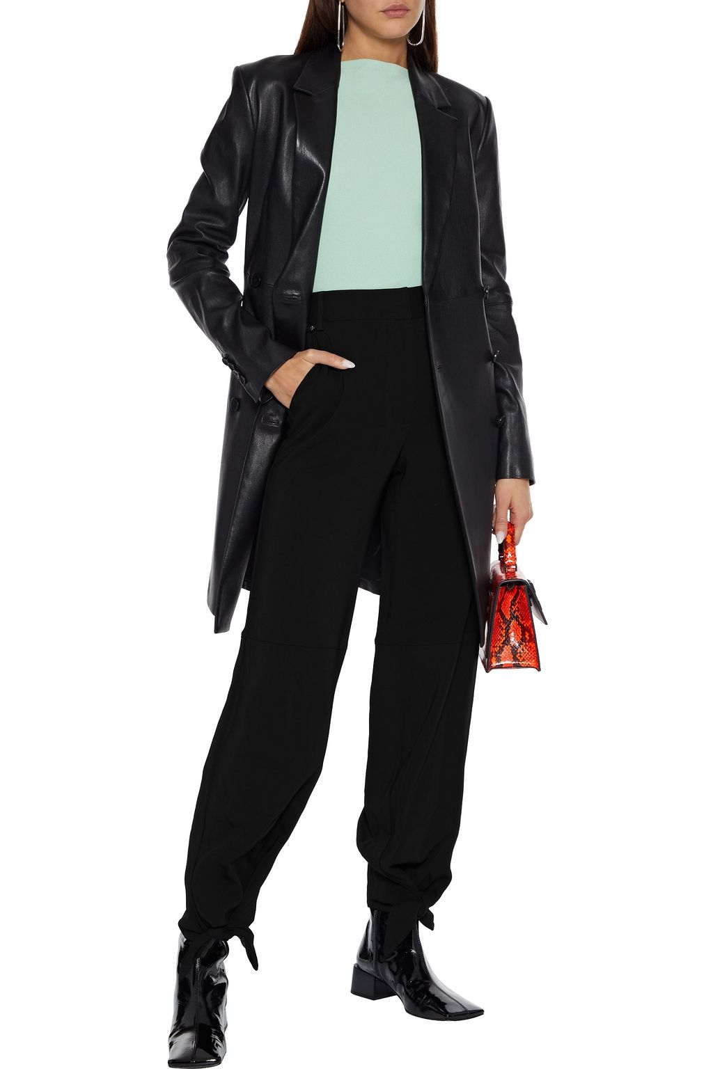 OFF-WHITE™ Tie-detailed stretch-cady tapered pants