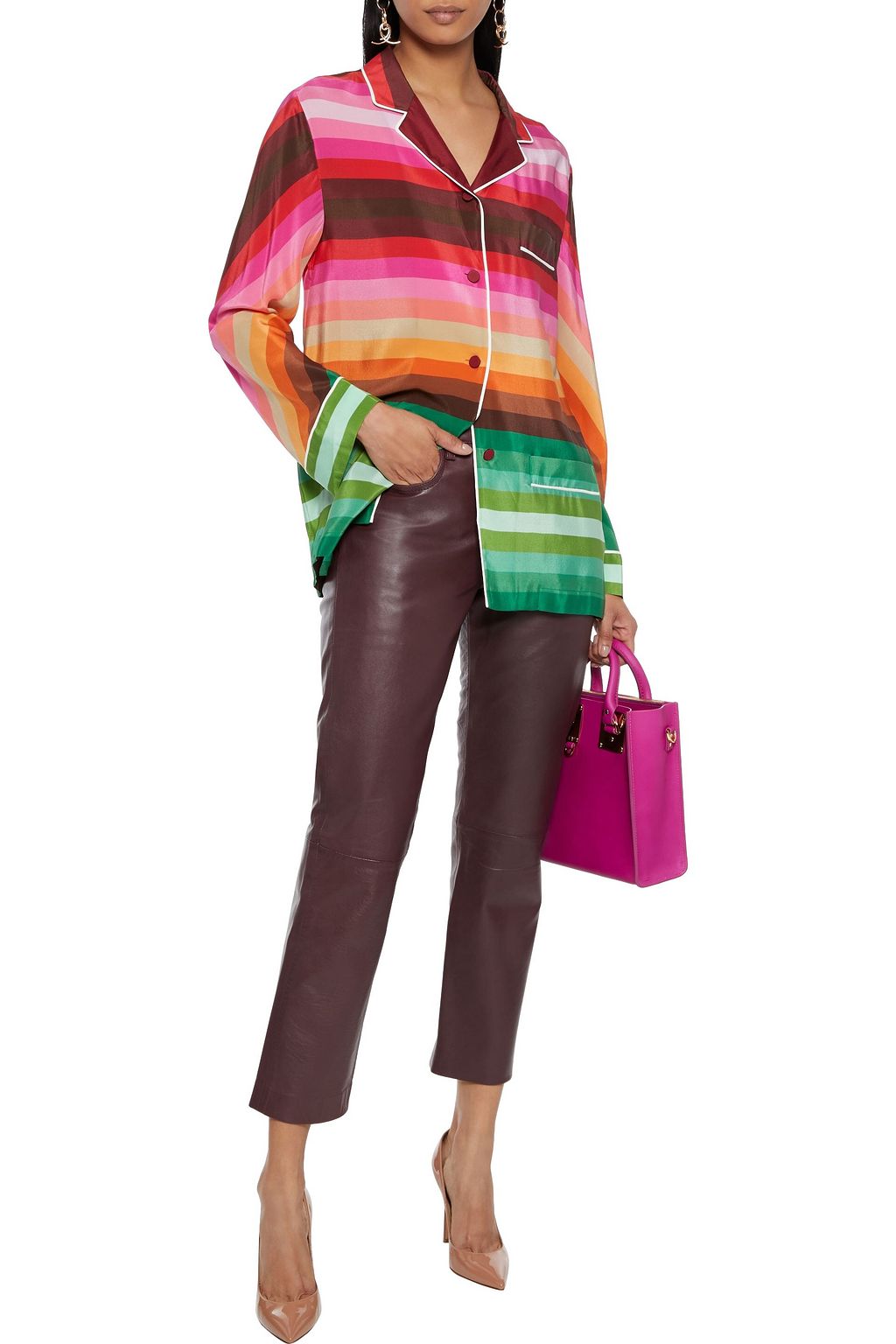 VALENTINO GARAVANI Striped silk crepe de chine shirt