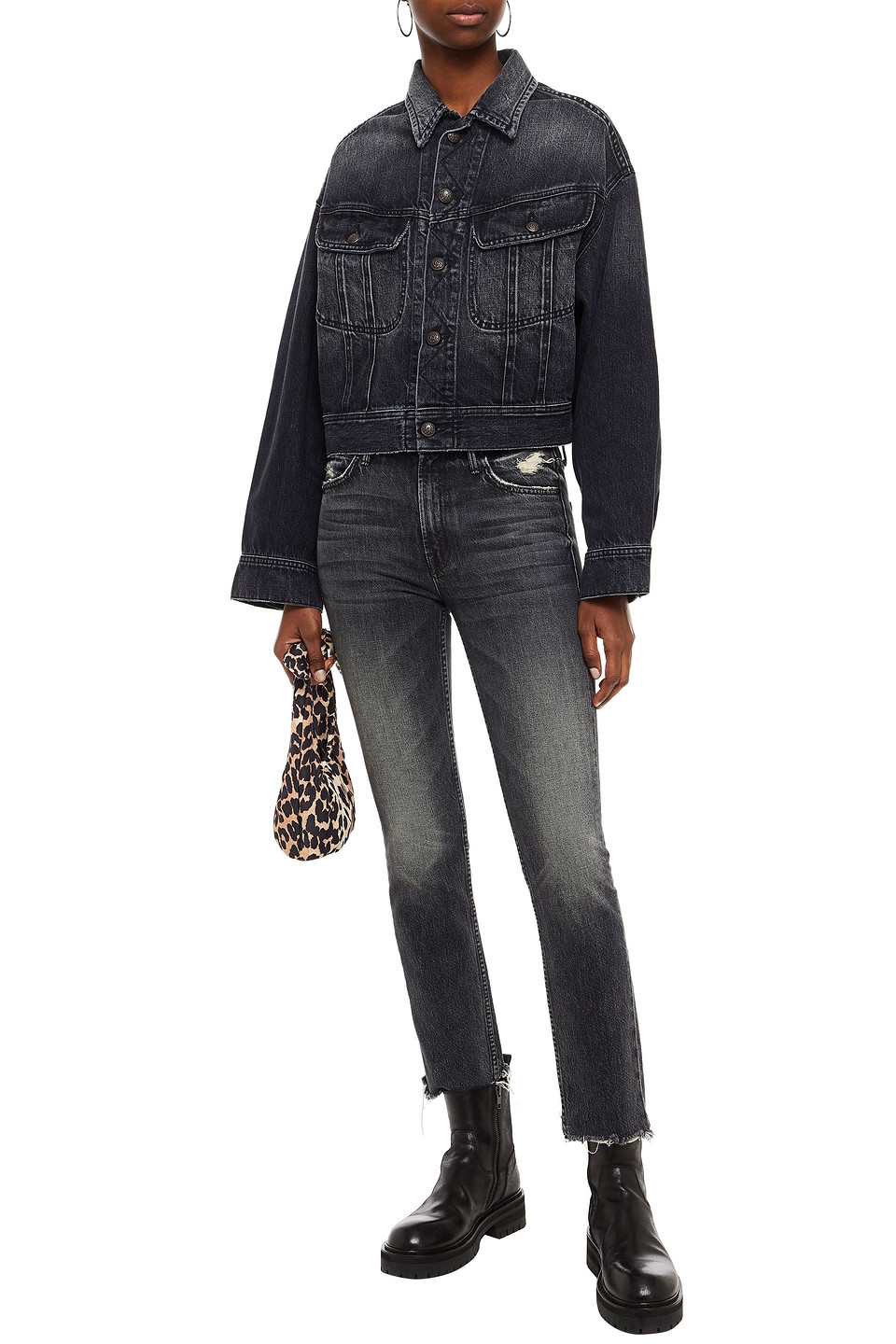 R13 Mia Faded Denim Jacket In Gray 