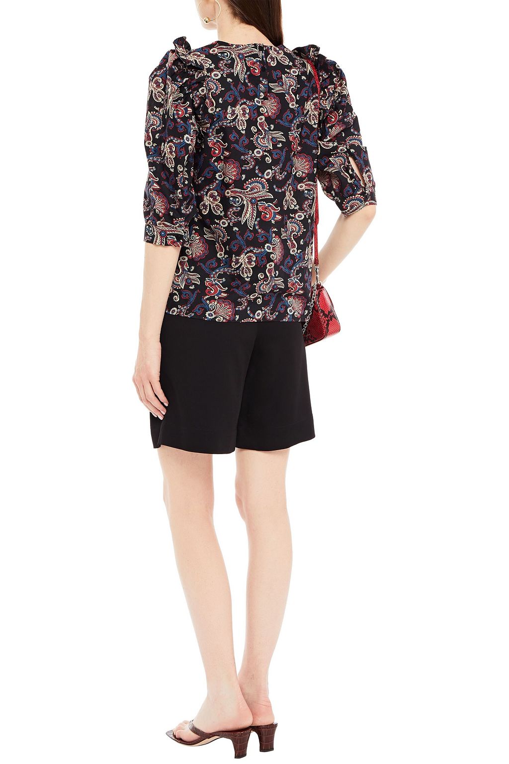 BA&SH Rym ruffle-trimmed printed cotton blouse