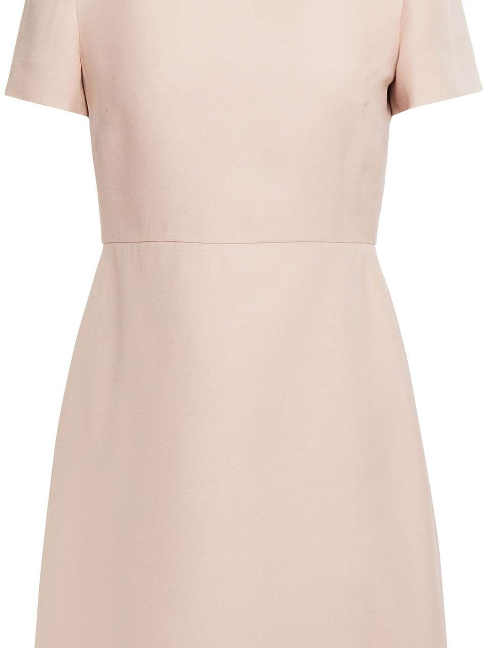 embroidered satin-trimmed wool and silk-blend crepe mini dress