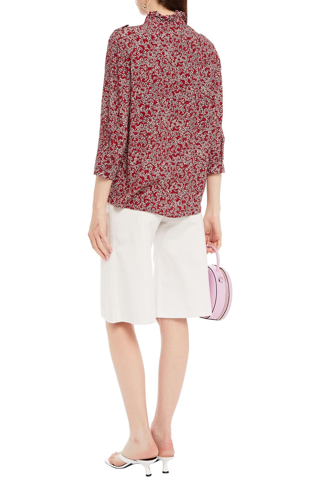 BA&SH Catty ruffled floral-print crepe blouse