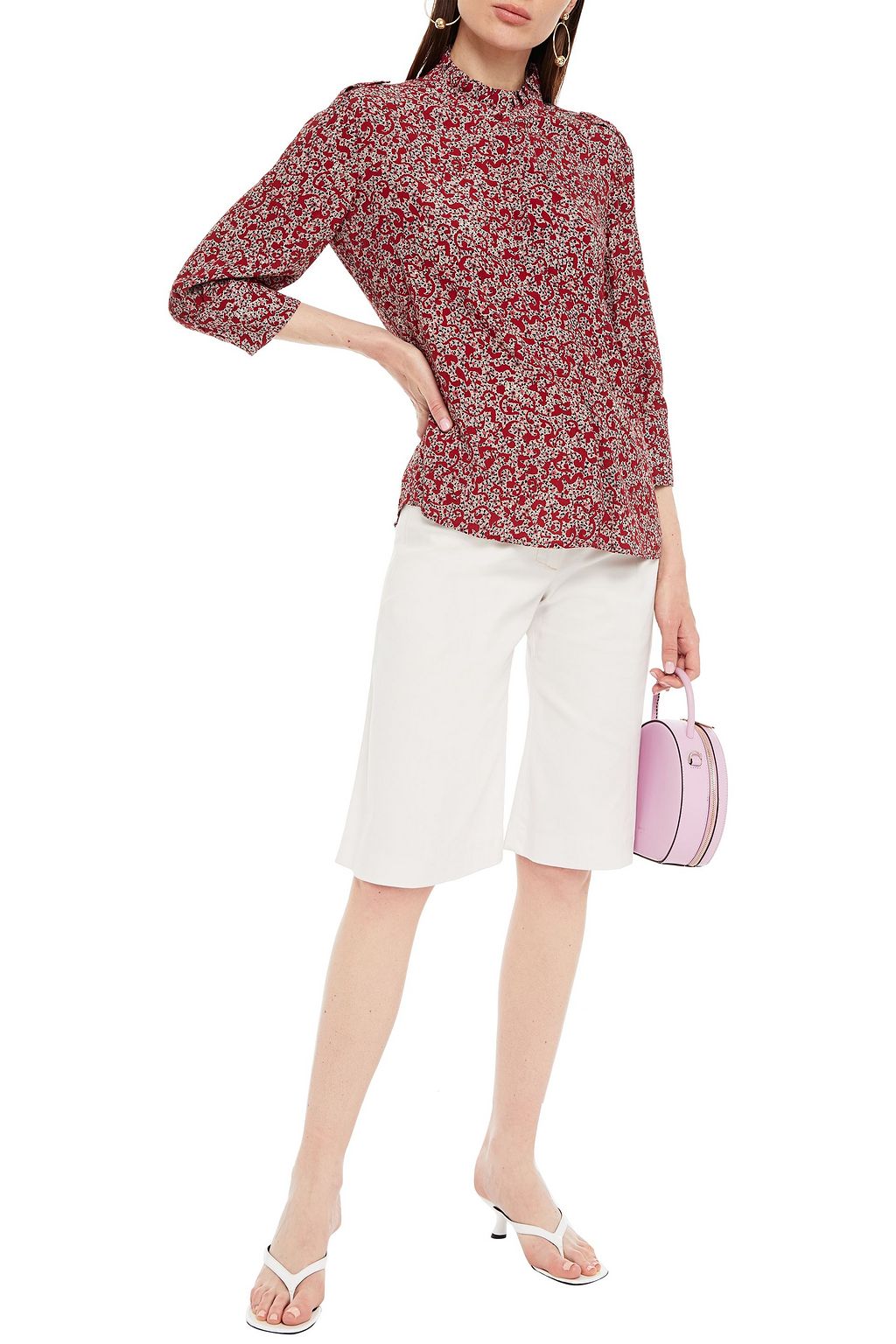BA&SH Catty ruffled floral-print crepe blouse