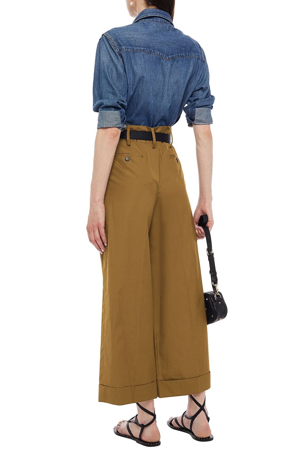 VALENTINO GARAVANI Cropped cotton-poplin wide-leg pants