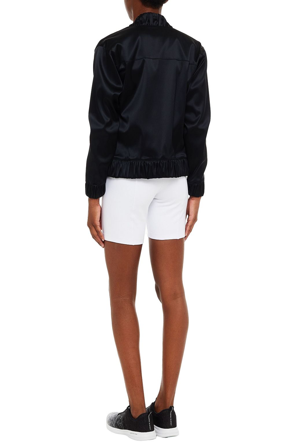 APL ATHLETIC PROPULSION LABS Plissé-trimmed stretch-satin bomber jacket