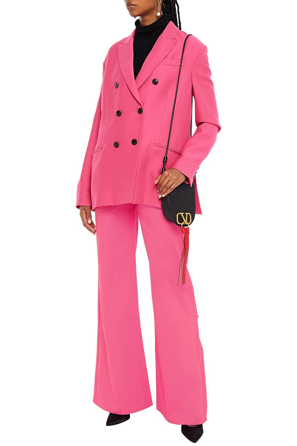 VALENTINO GARAVANI Double-breasted silk and wool-blend crepe blazer