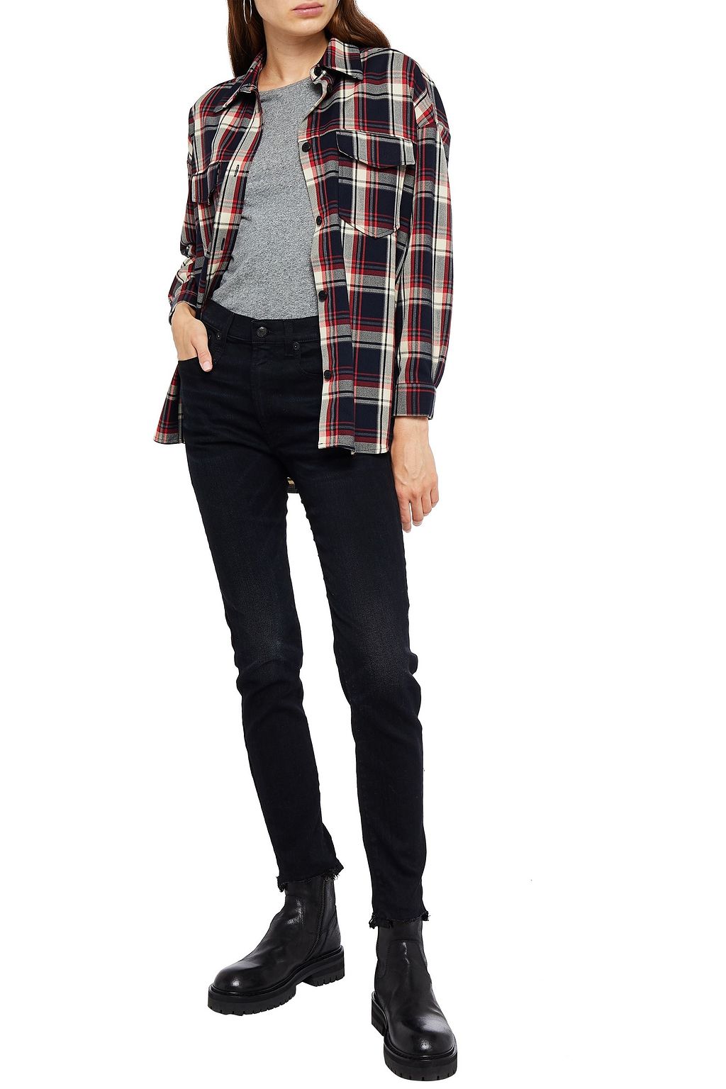 R13 Frayed high-rise skinny jeans