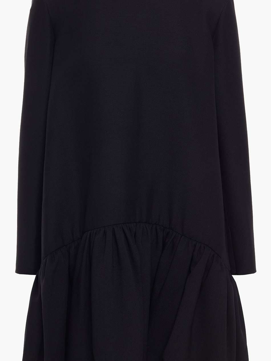 asymmetric bow-detailed wool and silk-blend crepe mini dress