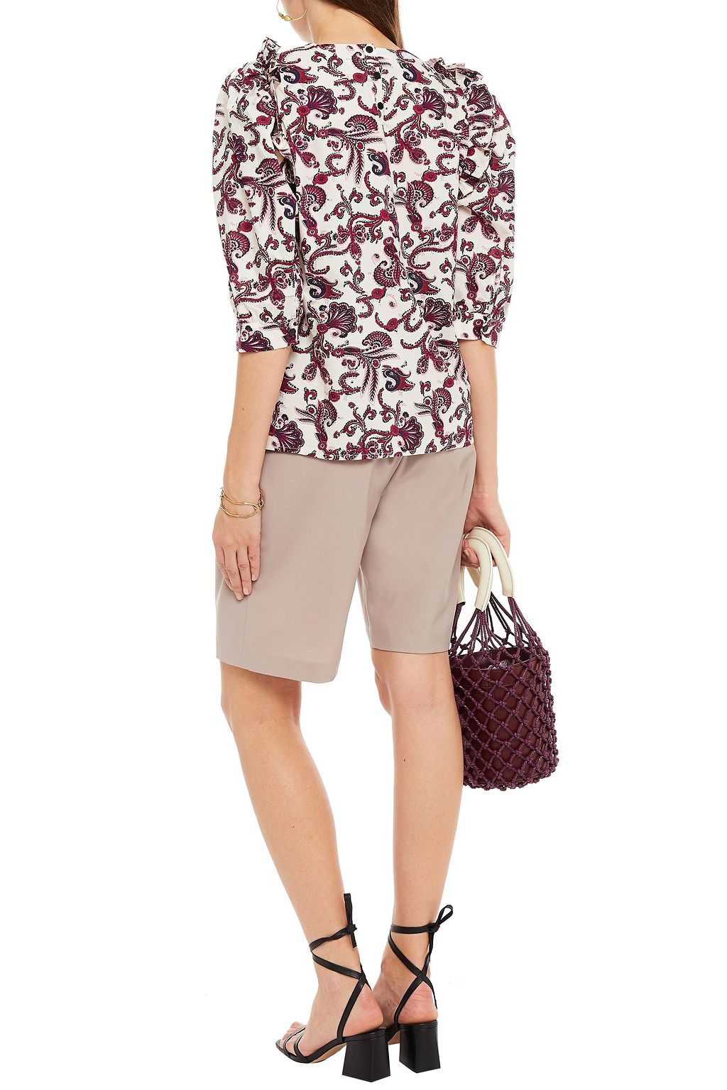 BA&SH Rym ruffle-trimmed printed cotton blouse