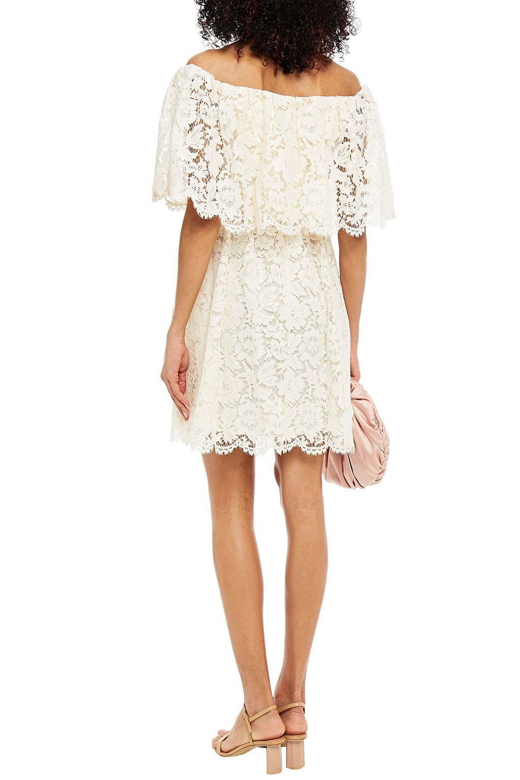 VALENTINO GARAVANI Off-the-shoulder cotton-blend corded lace mini dress