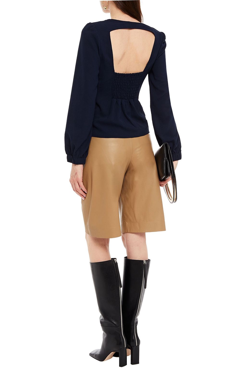 BA&SH Mwetty open-back shirred crepe blouse