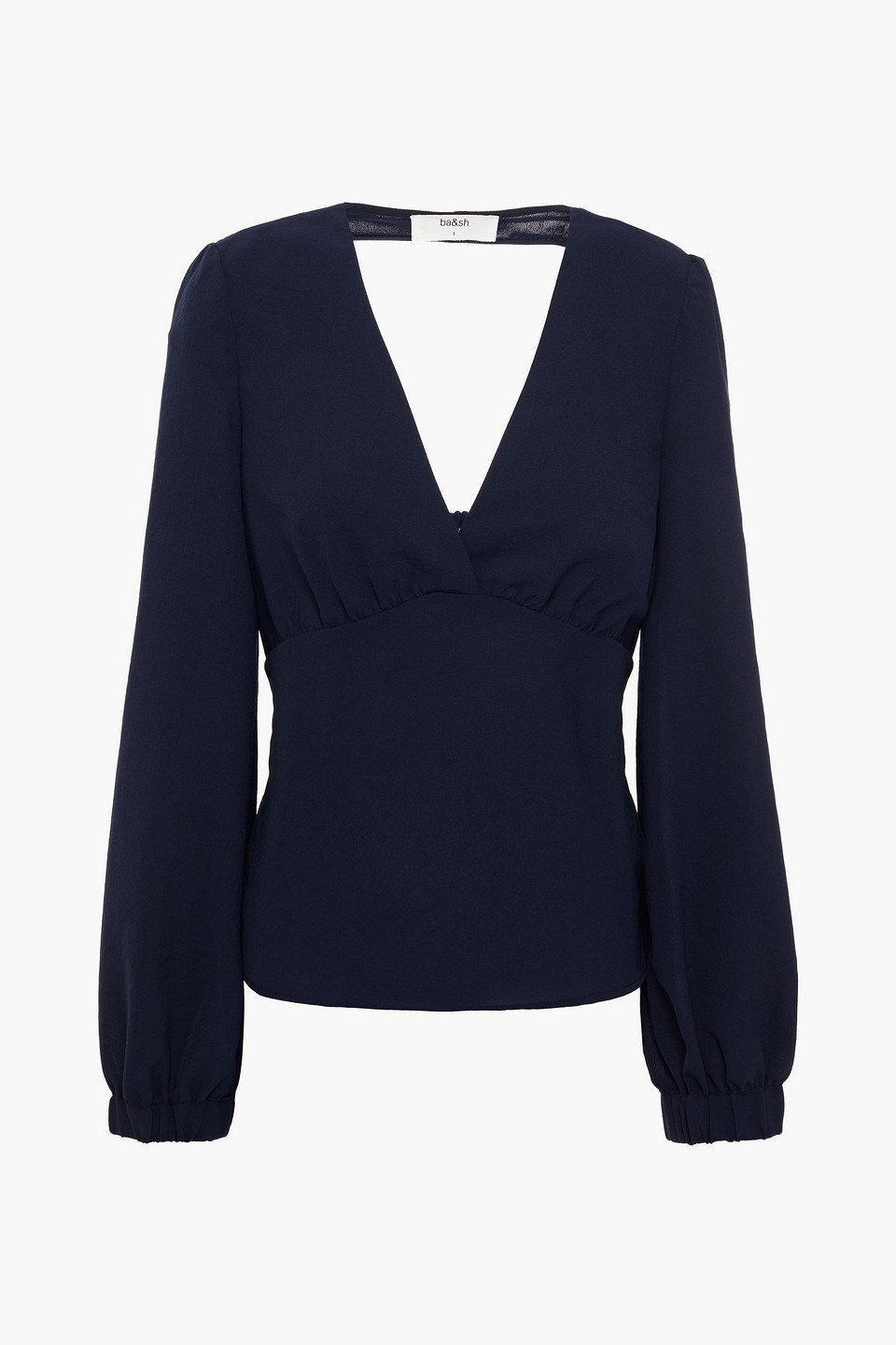 Ba&sh Mwetty open-back shirred crepe blouse