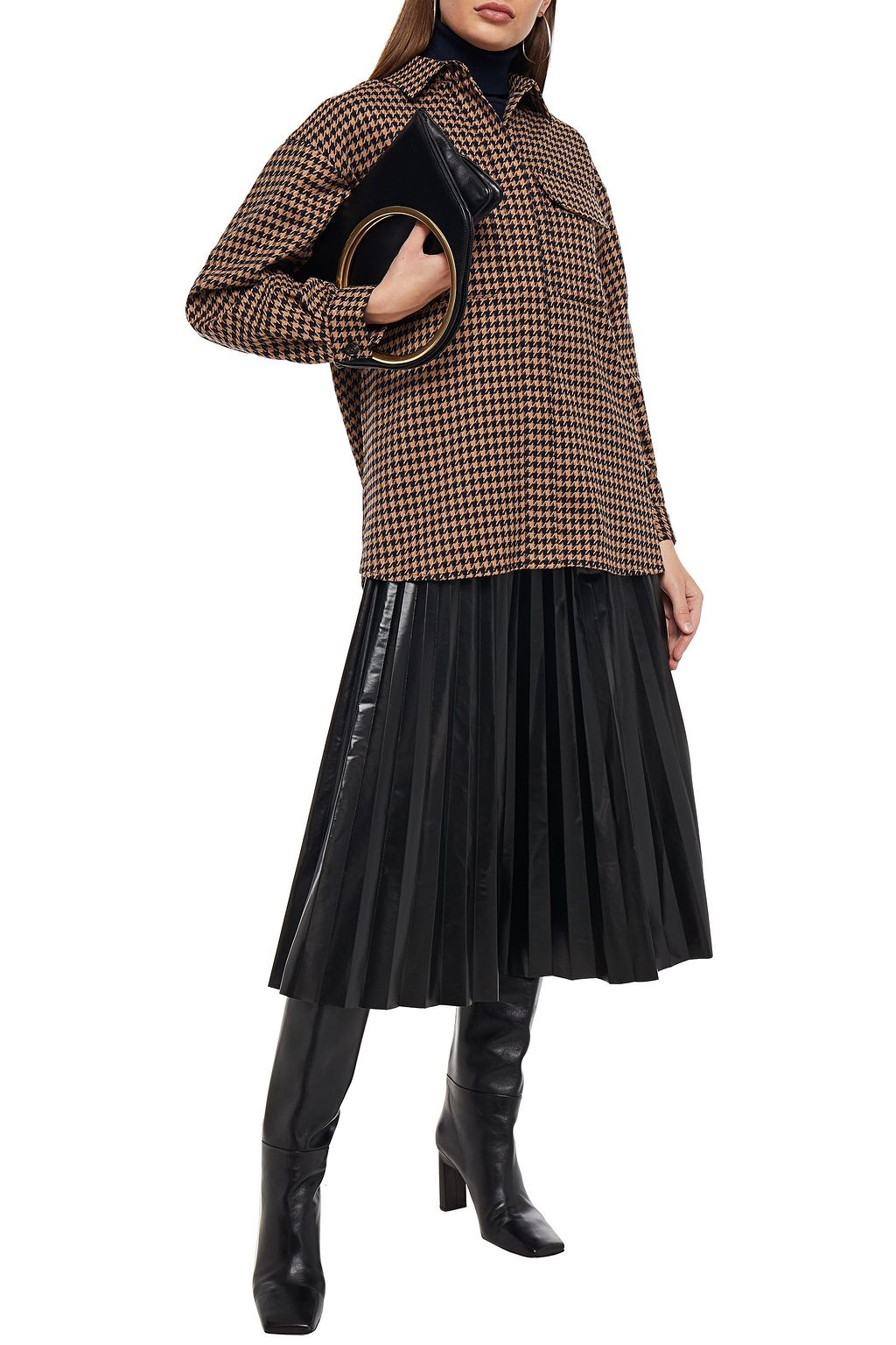 GESTUZ Bellis oversized houndstooth jacquard shirt