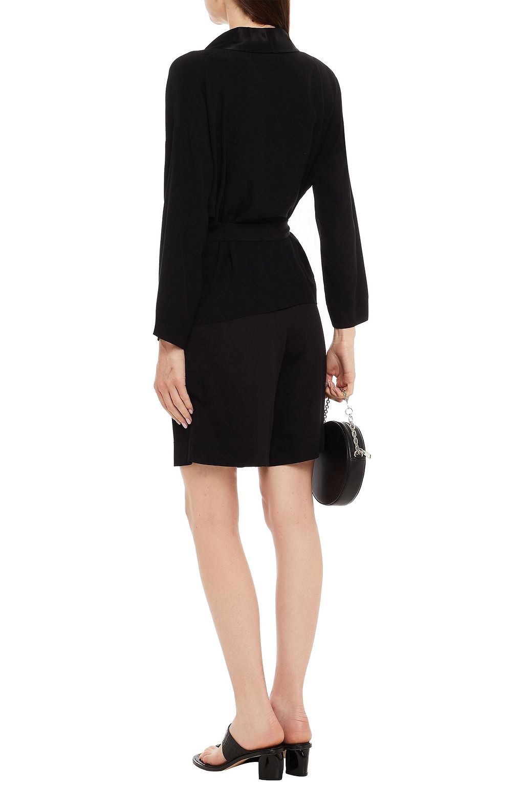 BA&SH Suga belted satin-trimmed crepe wrap jacket